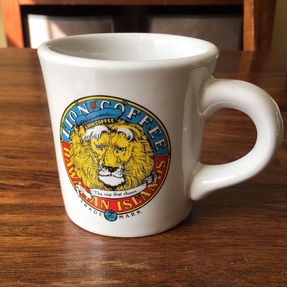 LION COFFEE 1990 Vintage Hawaiian Islands Mug The Cup That Cheers Hawaii